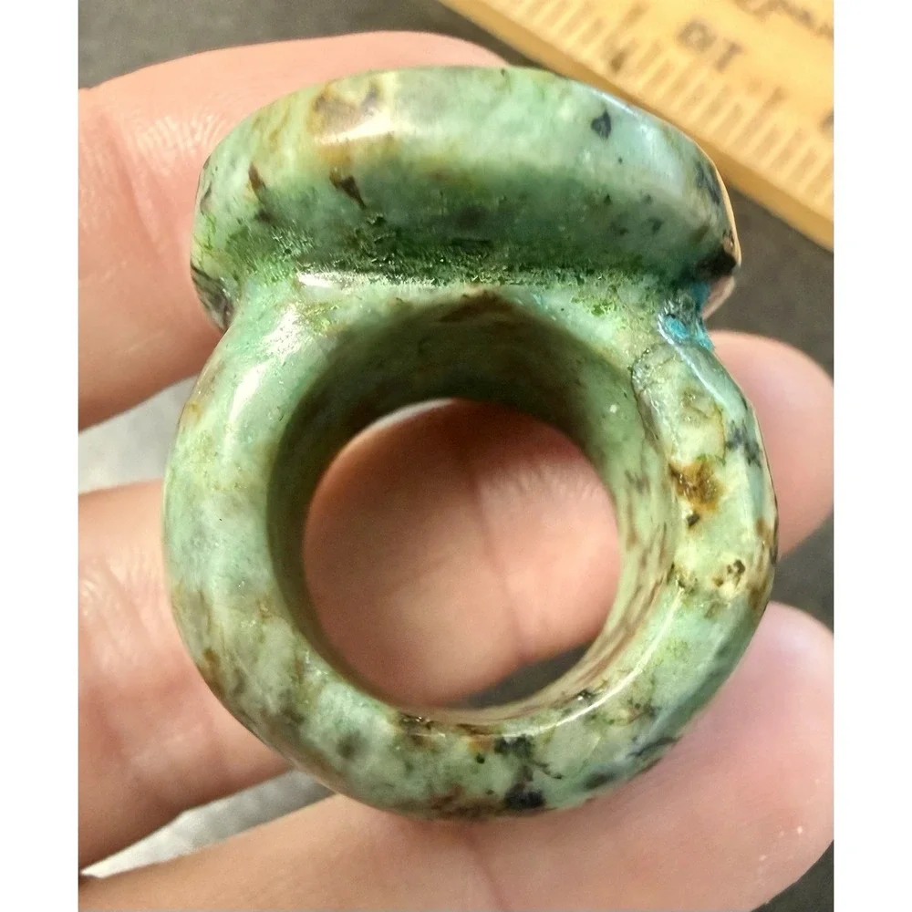Vintage Natural Variscite Rhinestone Halo Statement Ring Size 6.5